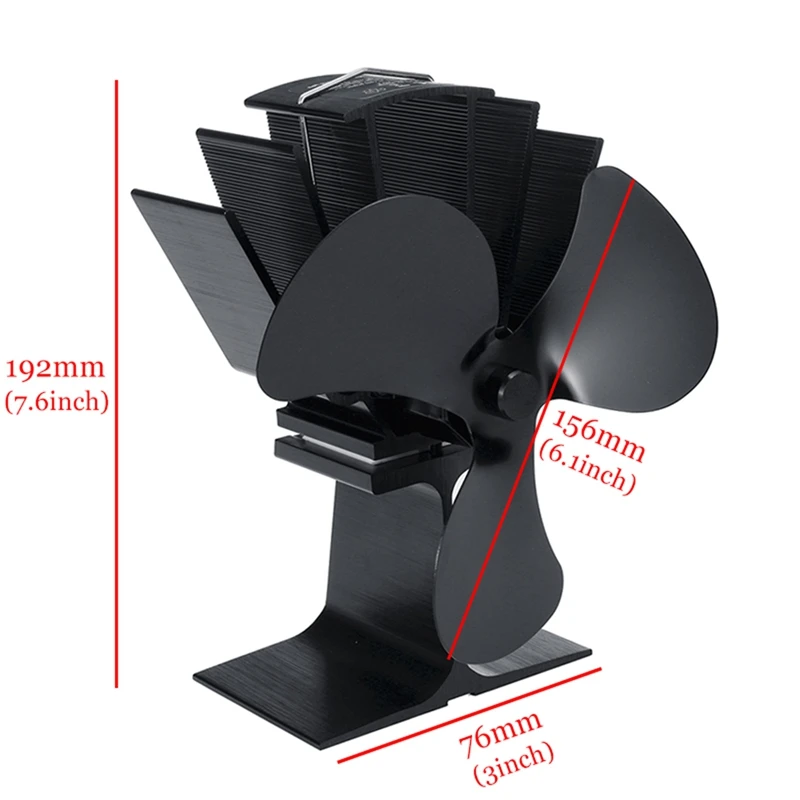 Черный печной вентилятор 3 Лопасти вентилятор для камина вентилятор для печи, работающий от тепловой энергии тихий дружественный дровяной горелки тепла дома эффективный распределительный инструмент