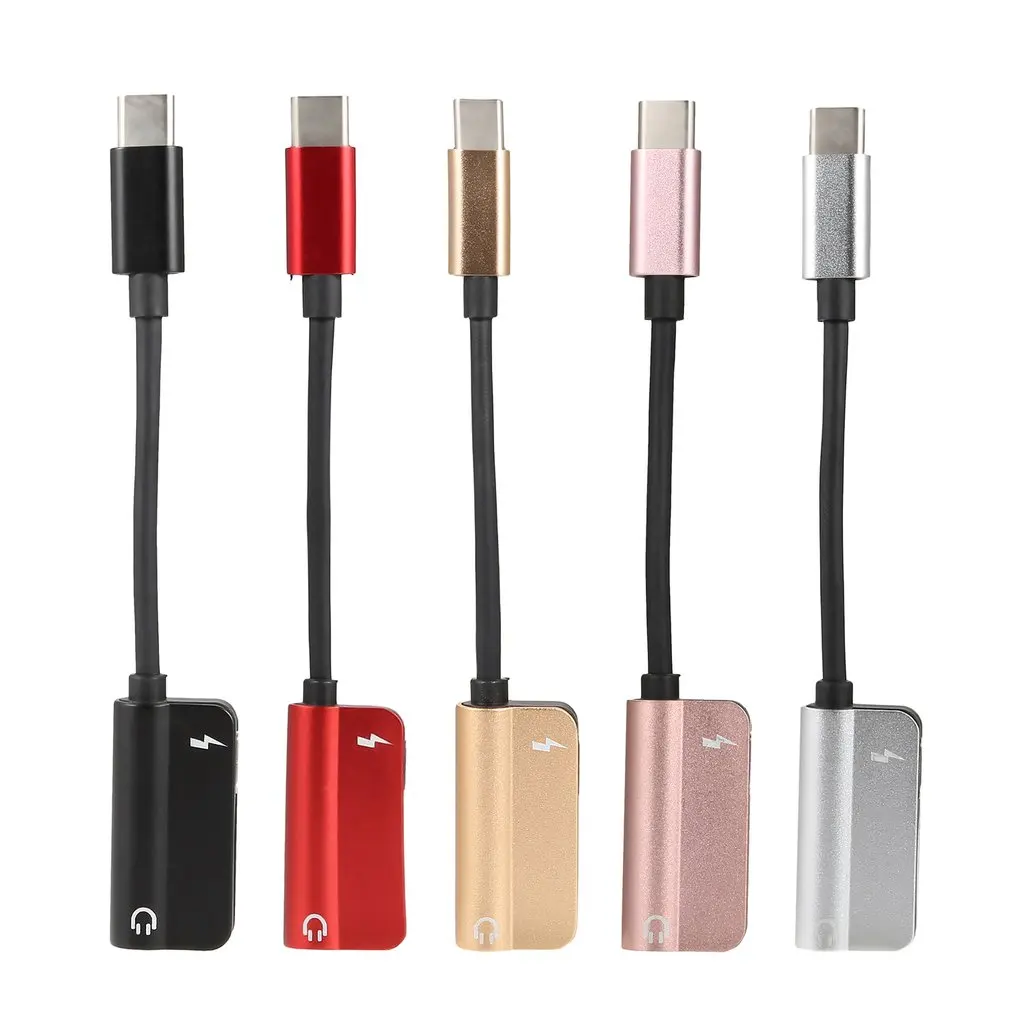 

Portable Mini 2 In 1 Type-C Audio Transfer Cable with 3.5MM Audio Adapter Jack Universal for Smart Mobile Phones