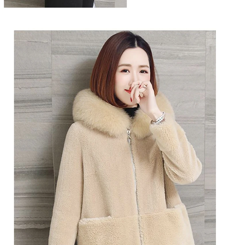 women's clothing winter outerwear coats new winter coat fox fur collar sheep shearing particles 1018