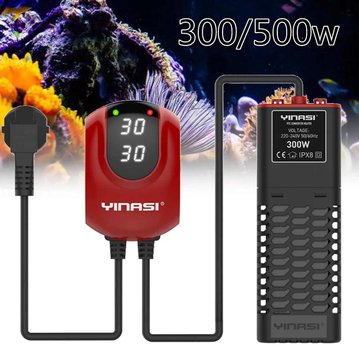 300/500W мини PTC обогреватель для аквариума водяной погружной нагреватель топливного бака автоматический Регулируемый термостат водная домашних животных