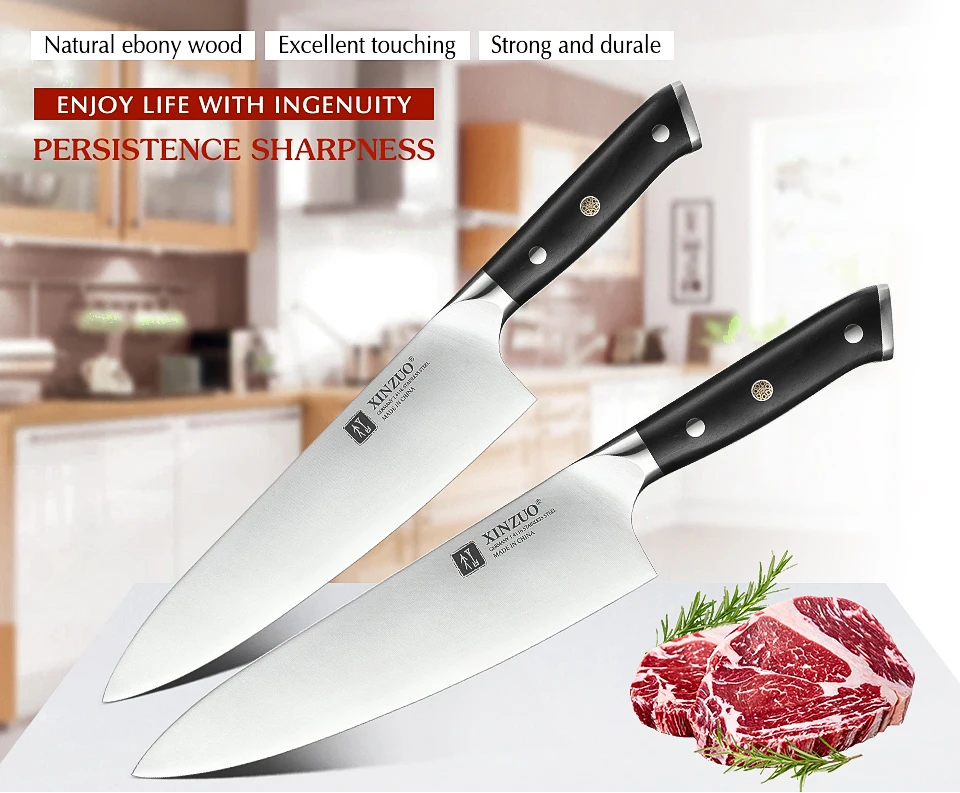 XINZUO 8,5 ''в поварской нож Высокоуглеродистый немецкий 1,4116 стали кухонные ножи из нержавеющей стали профессиональный нож для мяса с черной ручкой