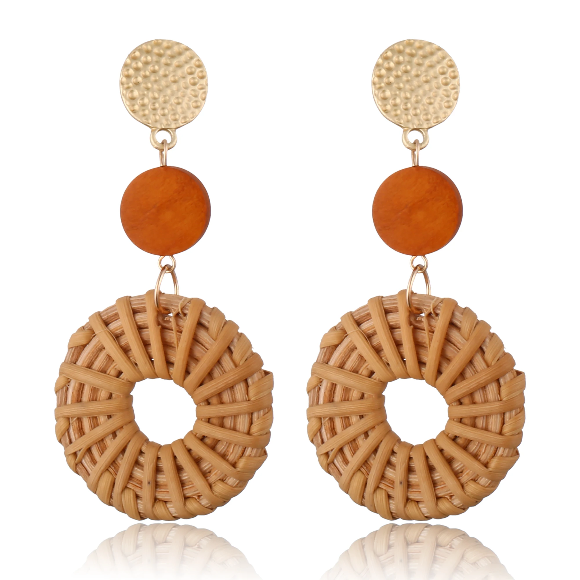 

Rattan Earrings for Women Handmade Straw Wicker Braid Drop Dangle Earrings Lightweight bohemian rattan earrings for girls BT510