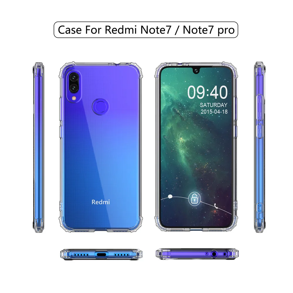 Мягкий чехол для телефона XiaoMi Redmi Note8 Note8Pro Note7 ударопрочный бампер с кристаллами