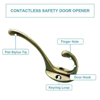 

1 Pc Portable Sanitary Hand Non Contact Press Tool Brass Door Opener Elevator Handle Key No Touch Open Door Defender Tool