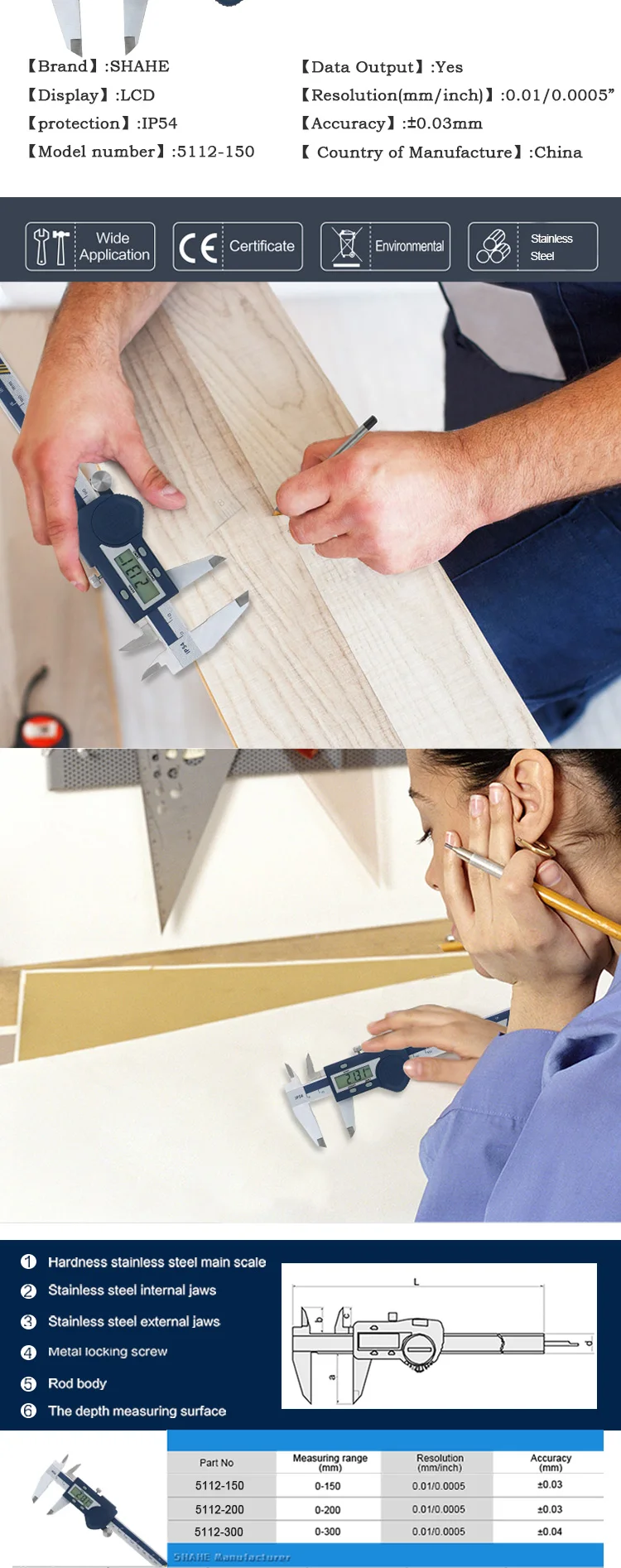 de 150mm, pinça de aço inoxidável 150 mm