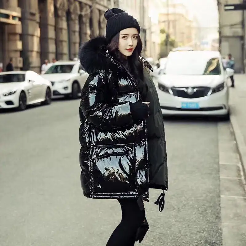 

Womens Jackets Fake Fur Collar Hooded Long Jacket Solid 2019 Winter Ladies' Loose Coats Outwear