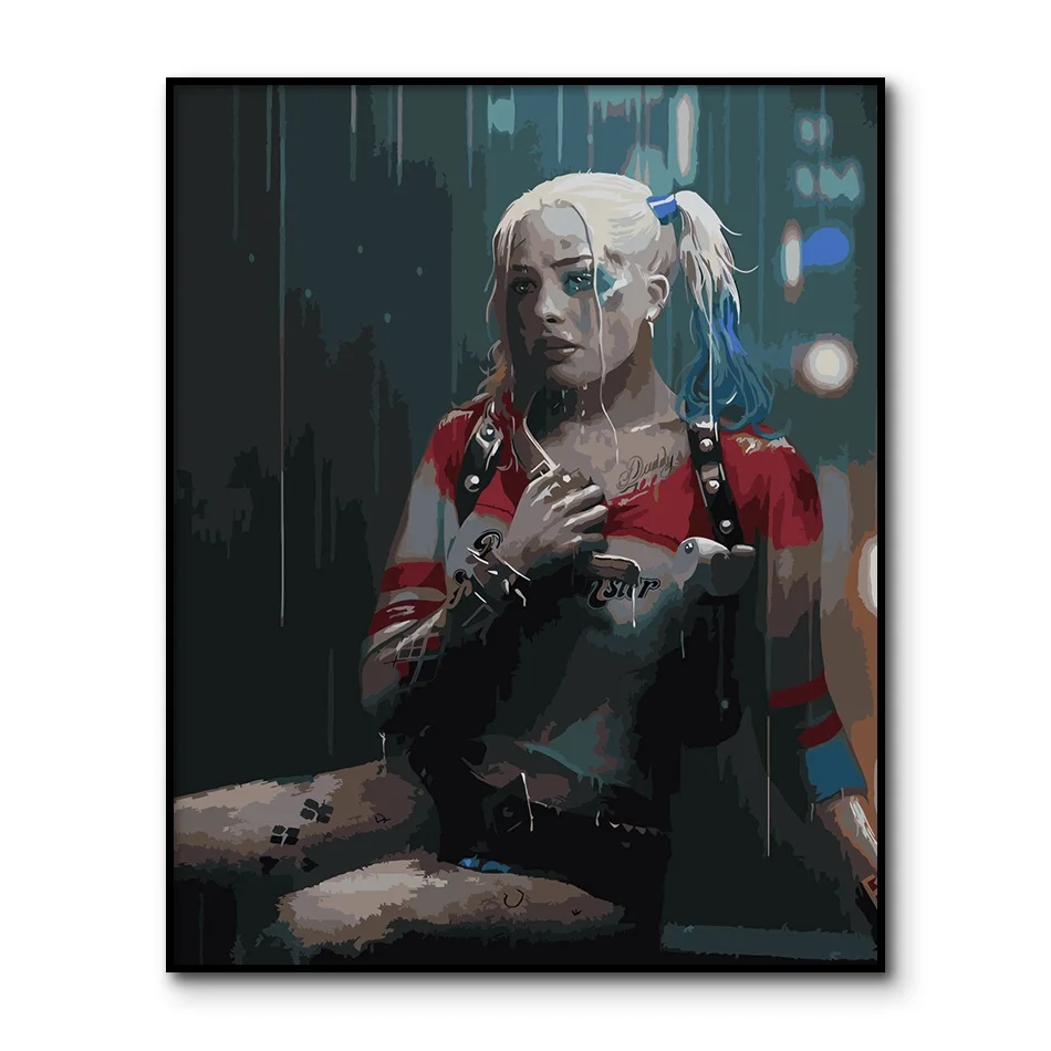 DIY живопись по номерам отряд самоубийц Harley Quinn Раскраска для взрослых картина