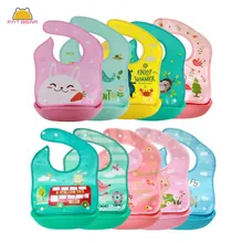 Детские нагрудники и салфетки для отрыжки Мультяшные животные детские нагрудники Bebe детские фартук полотенца EVA пластиковые водонепроницаемые детские нагрудники детские вещи аксессуары