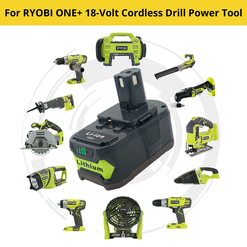 Для Ryobi ONE+ 18V 6.0Ah литий-ионная аккумуляторная батарея P108+ новое зарядное устройство P117 для Ryobi 9,6 V-18 V Ni-Cad Ni-MH литий-ионная батарея