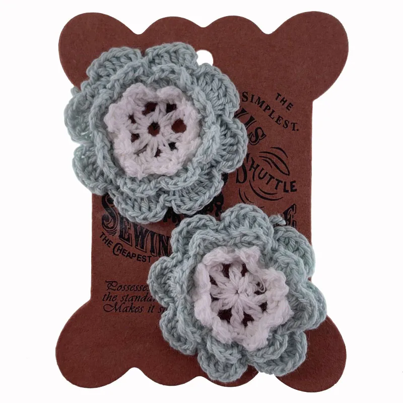 Handmade Cotton Knitting Crochet Flowers For Clothes Applique DIY Craft Scrapbooking Apparel Accessories 5.0cm 5Pcs cotton crochet flowers
