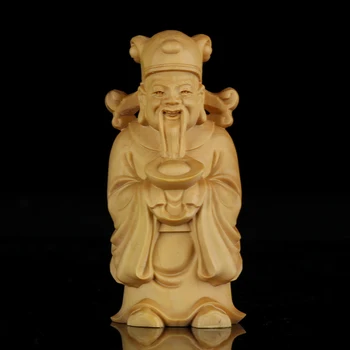 

Sculpture Crafts Boxwood carving Home accessories Buddhist Mammon Wooden artwork Elder gifts Handlebars