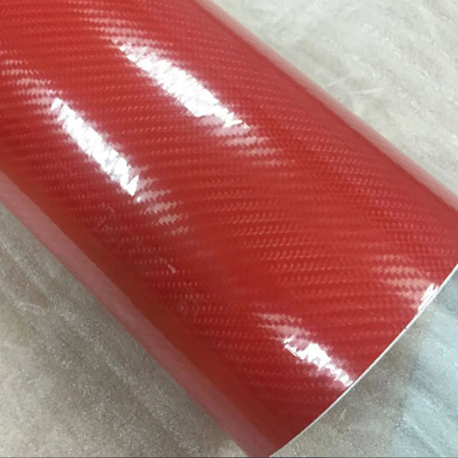Film vinylique en Fiber de carbone 5D, 50cm x 500cm, noir, rouge