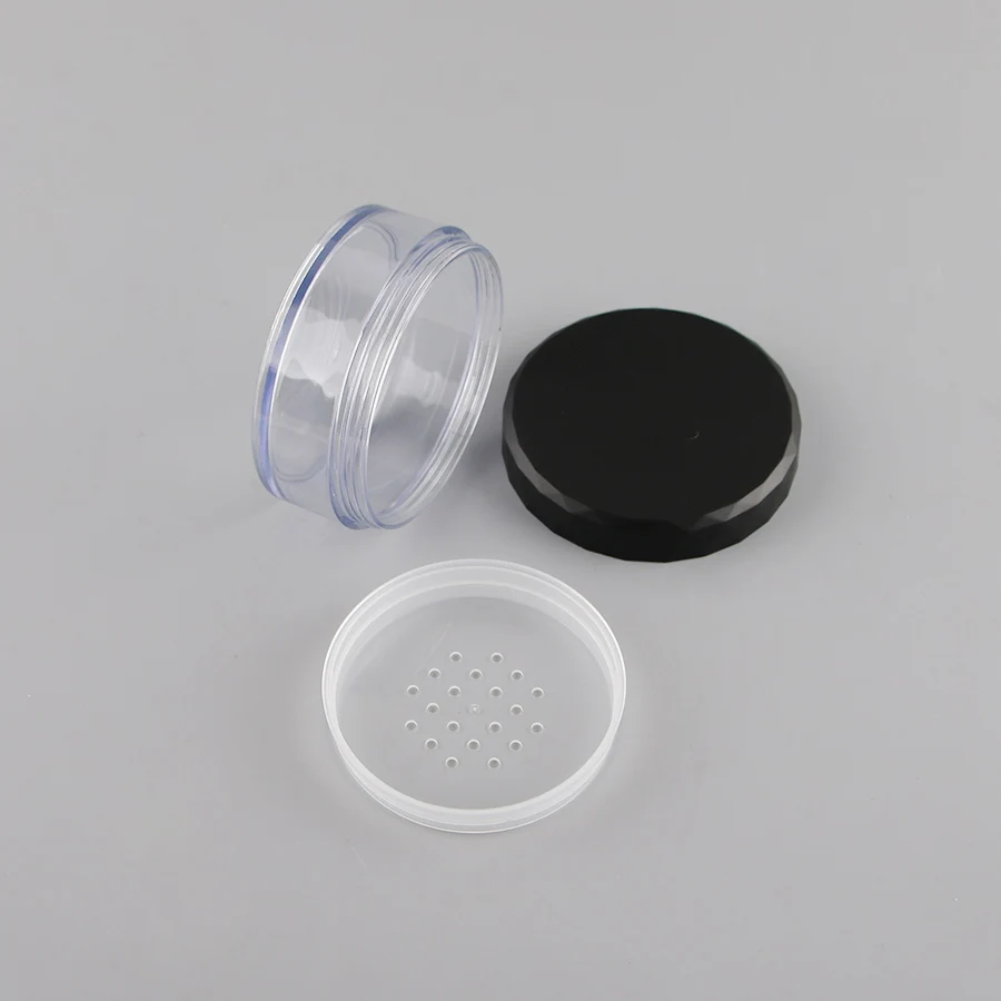 

50PCS Clear 50ml Empty Cosmetic Sifter Loose Powder Jars 1PC Container Screw Lid DIY Bottle For Makeup Tools Refillable Bottles