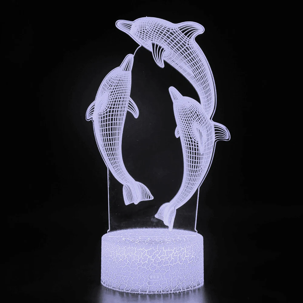  Remote/Touch Control 3D LED Night Light Fashion Dolphin Pattern Color Change LED Table Lamp Kids Xm - 4000144938286
