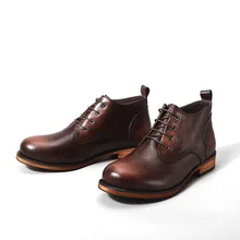 Зимние классические мужские повседневные ботинки из натуральной коровьей кожи на шнуровке; рабочие ботинки с круглым носком; мужские ботинки