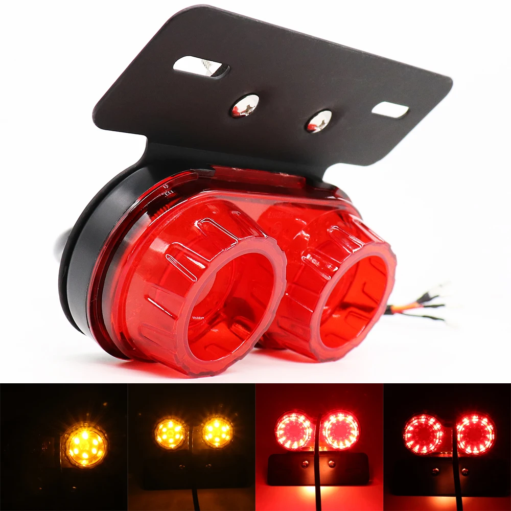 

Tail Light for BMW Honda Harley Motorcycle 40 LED Turn Signal Brake Lights License Plate Integrated Taillight Universal DC 12V