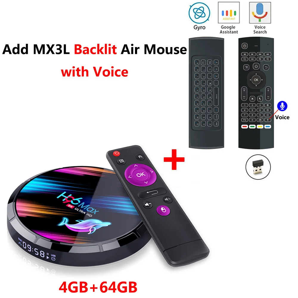 H96 MAX X3 Amlogic S905X3 Smart Android 9,0 ТВ-приставка 4 Гб ОЗУ 32 Гб 64 Гб 128 Гб ПЗУ 1000M 2,4G 5G wifi Bluetooth 8K 4K HD телеприставка - Цвет: 4GB64GB add MX3L mic
