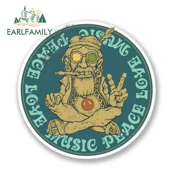 

EARLFAMILY 13cm x 13cm Peace Love Music Sticker Decal Symbol Hippy Weed Camper Car Styling Motorcycle Decal Funny Car Sticker