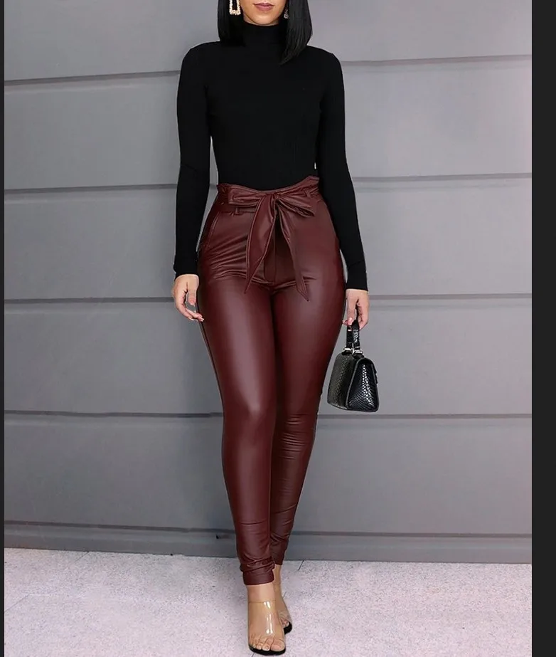 Autumn Sexy Tight Pu Leather Pants 