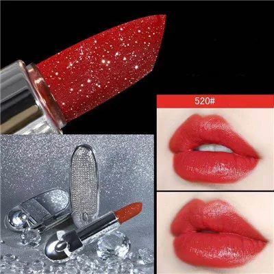 Сменный Чехол-книжка HOJO Brilliant Star Gem Lipstick с зеркальным блеском для губной помады - Цвет: 520