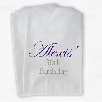 

Custom Milestone Birthday Party Candy Favor Bags - Personalized Purple Treat Bags for Women - Paper Bags