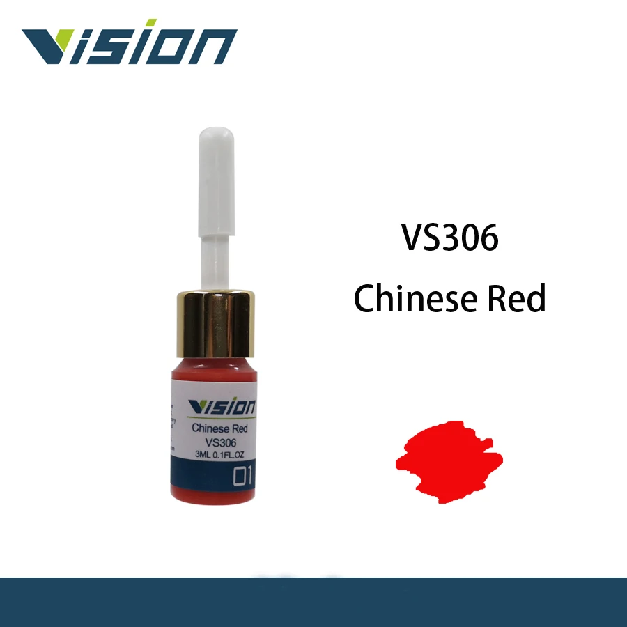 

Vision VS306Chinese Red 3ml Microblading Pigment Organic Natural Paste Tattoo Ink Colors for Permanent Makeup 3D Embroidery