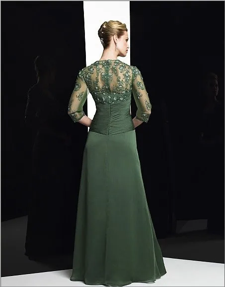 Длинное платье, дизайн, vestido de festa, зеленые вечерние элегантные платья с рукавами для матери невесты