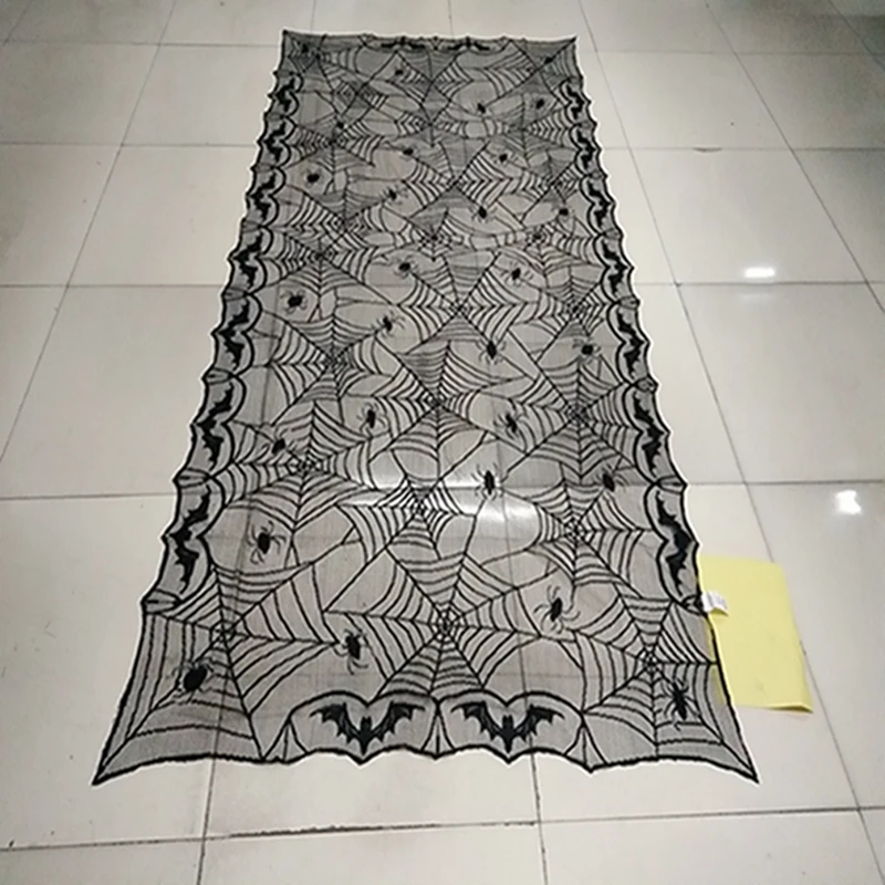Home Party Bat Table Haunted Bar Decoration Props Tablecloth Halloween Spider Web Tablecloth Black Lace Tablecloth