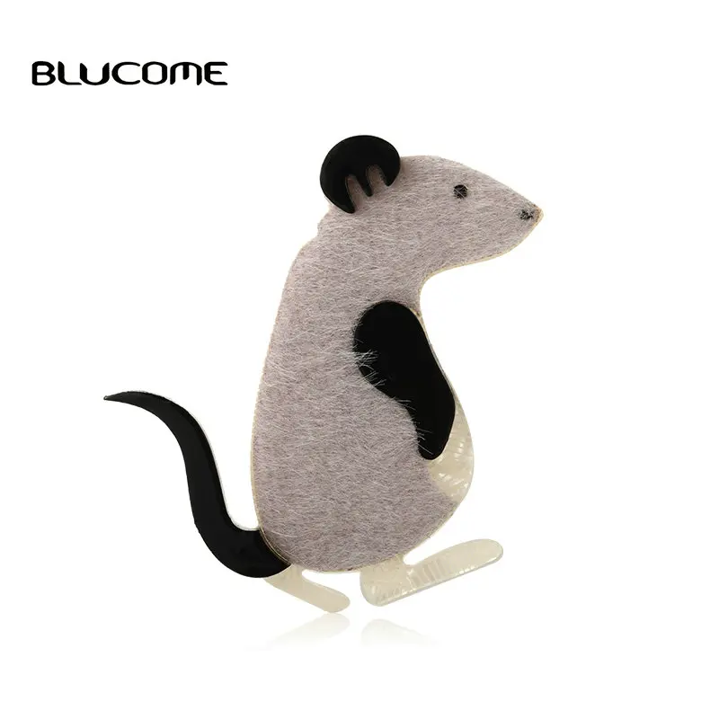 Blucome тонкие акриловые заколки с животными Мышь корсаж легированное