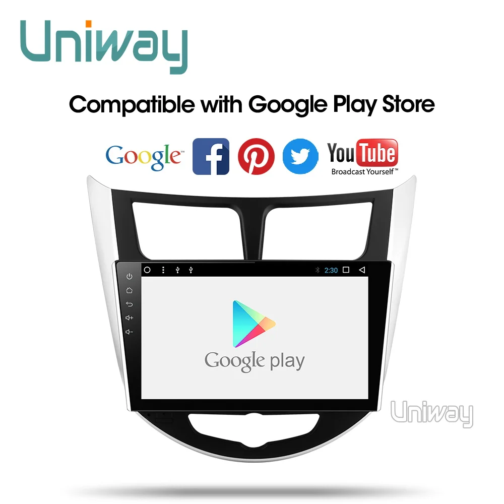 Best Uniway ARN9071 2 din android 9.0 car dvd for hyundai solaris accent verna 2011 2013 2014 2015 car radio gps navigation stereo 3