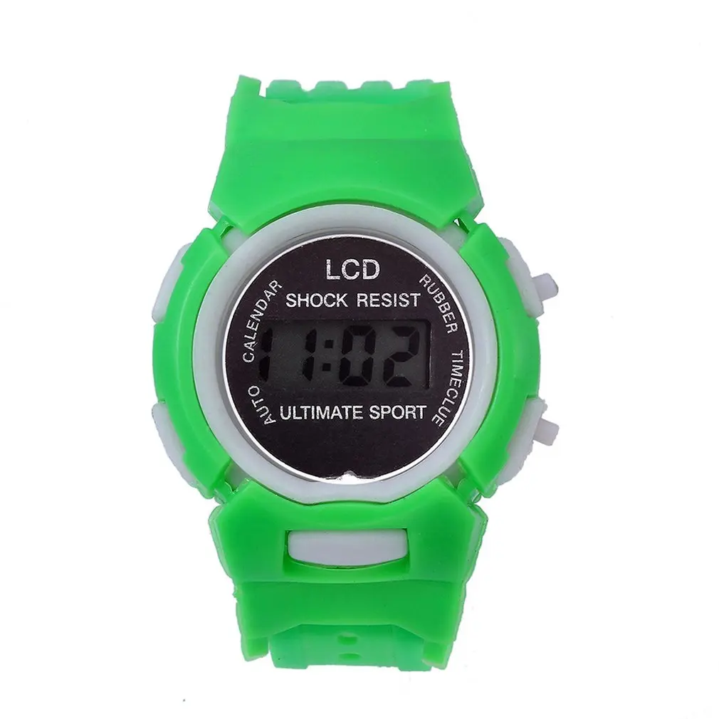 Цифровые фиолетовые милые детские наручные часы с силиконовым ремешком для