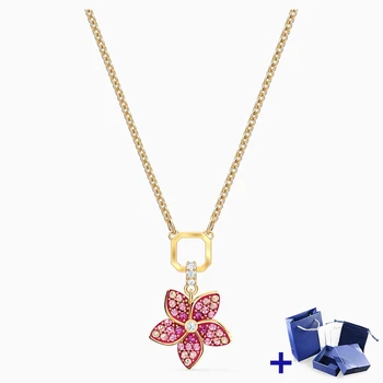 

Original SWA Necklace with Original Engraving TROPICAL FLOWER PENDANT Woman Jewelry Gift Wedding Party Jewelry Free Shipping