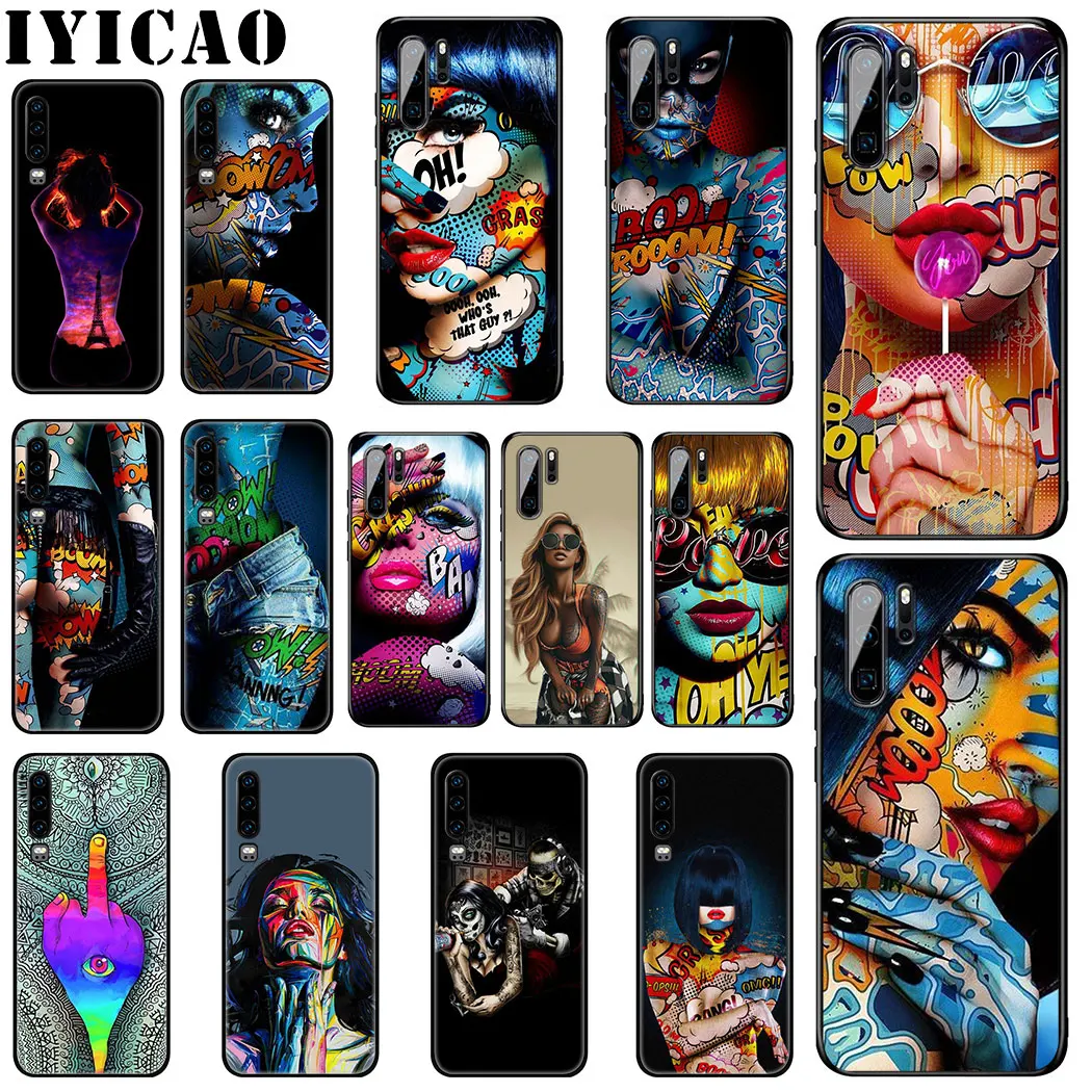 

IYICAO Girl Body Art Tattoo Soft Silicone Case for Huawei P Smart Z Plus 2019 P30 P20 P10 Lite Pro Phone Case
