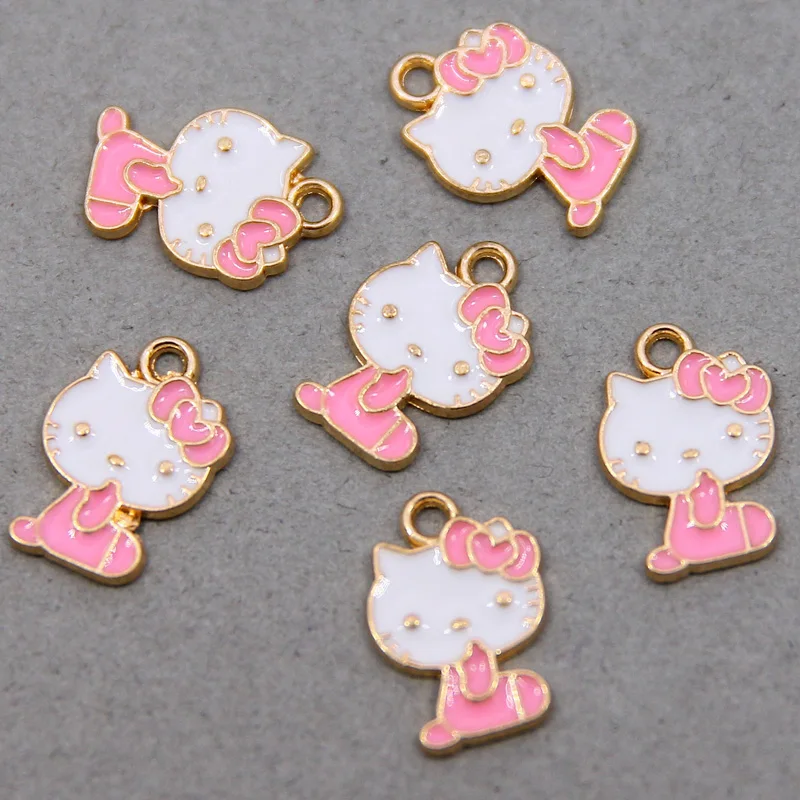 50pcs18*12mm Enamel Lucky lucky  Cat Charms for Necklaces Pendants Earrings DIY Colorful Animal Charms Jewelry Accessories Mak