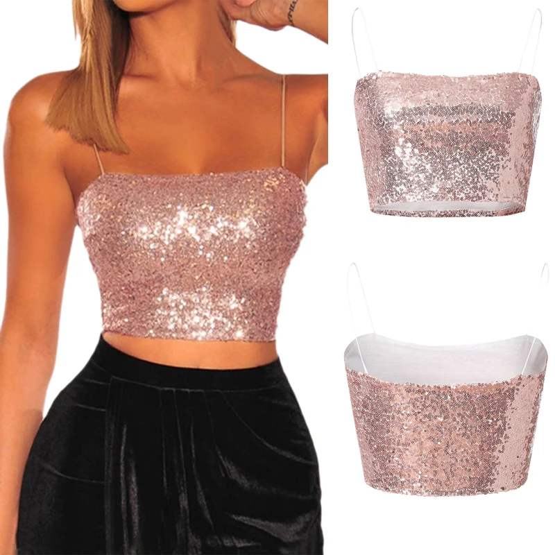 sequin bustier crop top