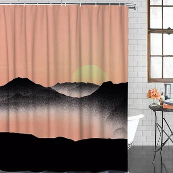 

Waterproof Polyester Fabric Shower Curtain Natural Scenery Theme Sunset Shower Curtain