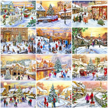 

Evershine 5D DIY Diamond Embroidery House Full Square Round Diamond Painting Christmas Cross Stitch Winter Home Decor Gift