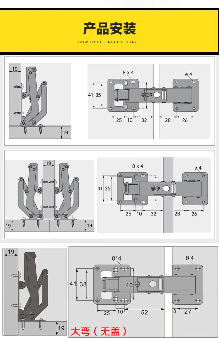 Furniture cabinet doors 170 degree hydraulic hinge with screws soft and slow closing hydraulic door hinge