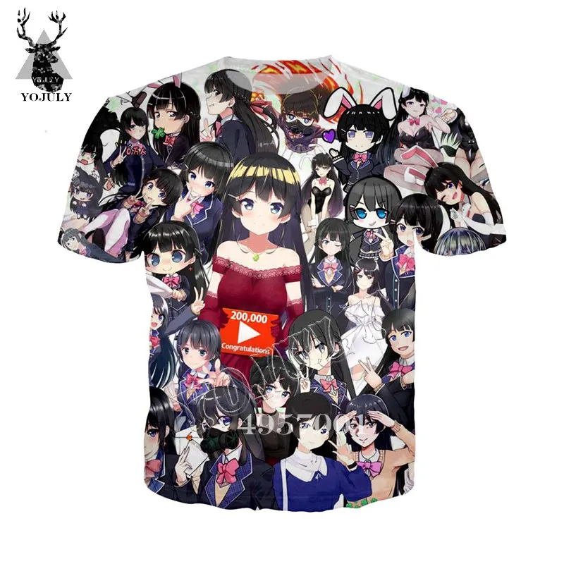 

YOJULY Unisex Summer Casual Short Sleeve Tees Anime girl 3D Print T-shirt Men Fashion Cool Tops Women Funny O-neck t shirts Y276