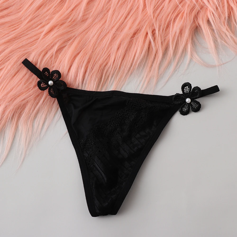 Women Erotic Lingerie Sexy Lace Flowers Panties Low Waist G-string Transparent T-back Briefs Underwear Fashion Summer Underpants