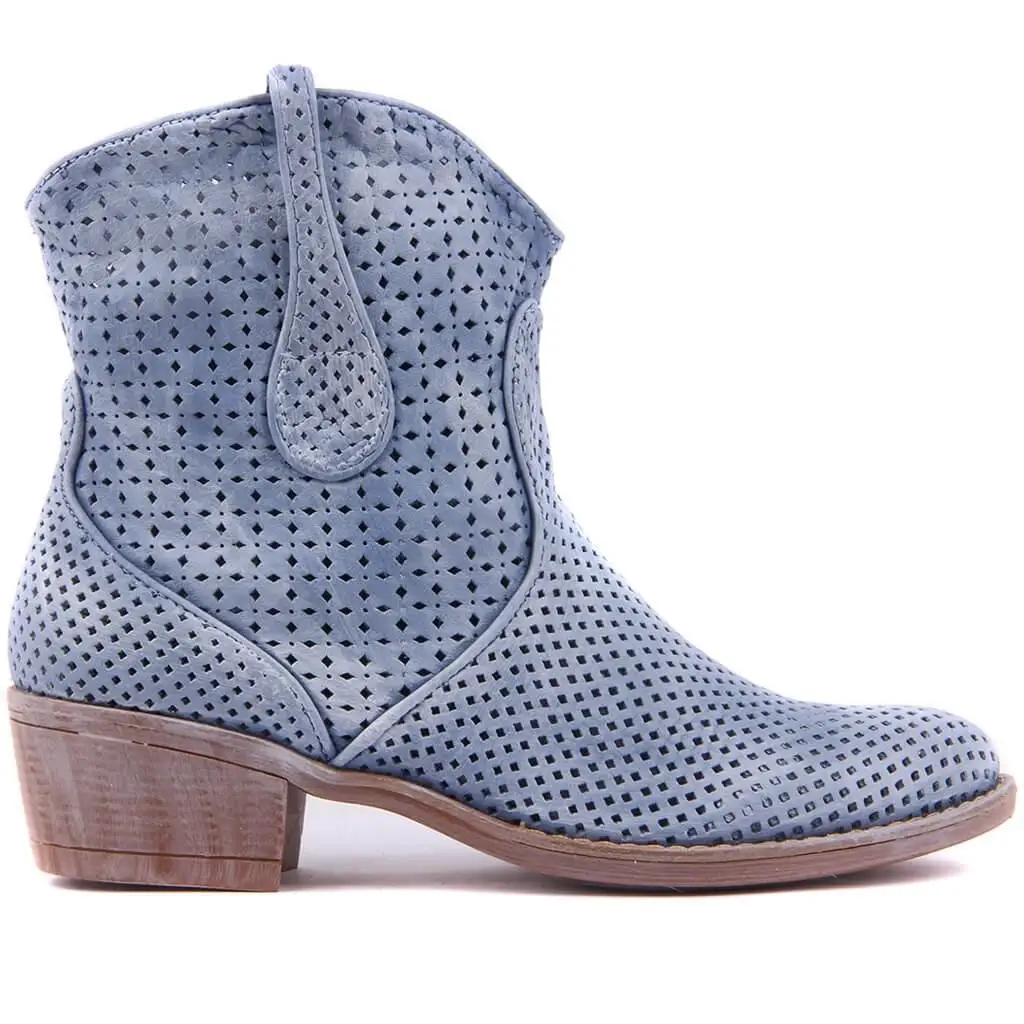 

Sail Lakers-Blue Tumbled Leather Women Summer Boots
