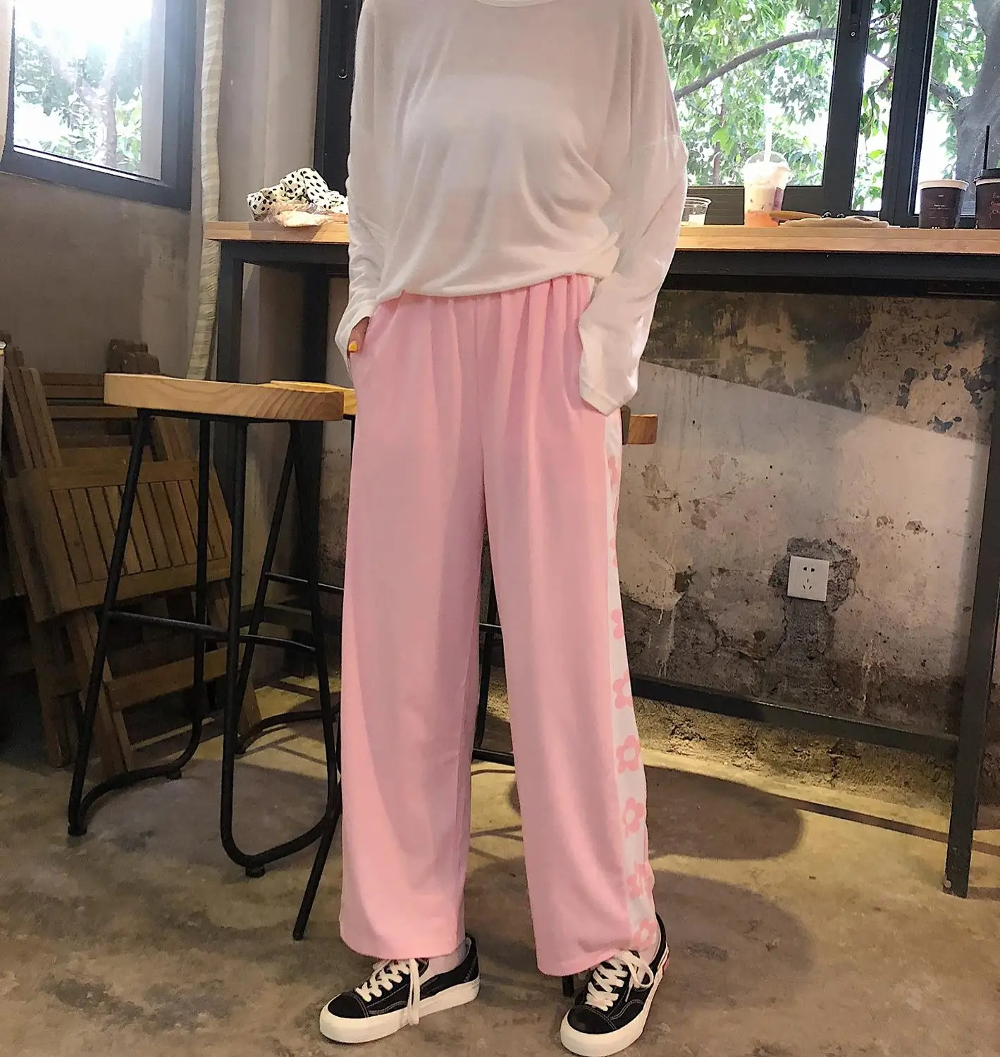 Женские брюки японские Kawaii Harajuku Ulzzang свободные повседневные брюки с принтом Женская Корейская Милая одежда для женщин