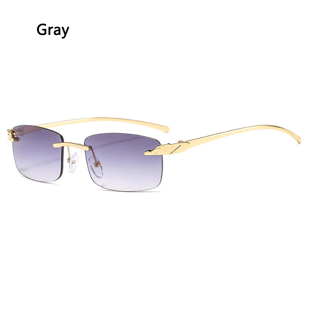 best women's sunglasses for motorcycle riding Vintage Unique Cheetah Rimless Rectangle Sunglasses Women Men Candy Colors Clear Lens Eyewear Brand Designer Sun Glasses motorcycle pants for men Helmets & Protective Gear