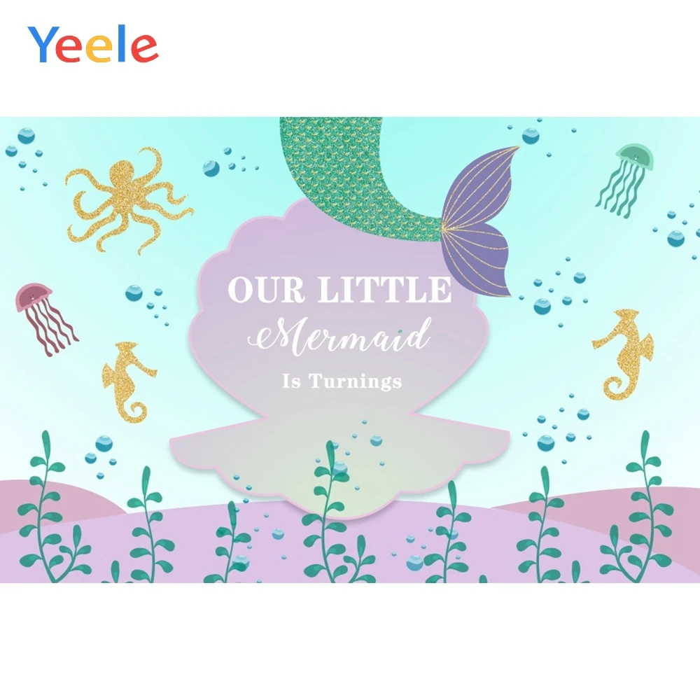 

Yeele Baby Shower Party Portrait Undersea Mermaid Photography Backdrops Personalized Photographic Backgrounds For Photo Studio