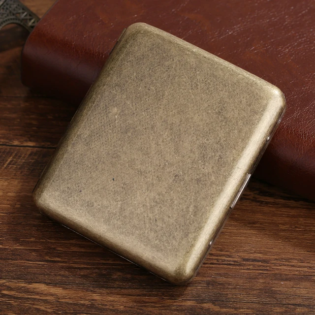 20 Sticks Black Matte Frosted Stainless Steel Metal Cigarette Case For Man Pocket Smoking Box With Gift Box Smoking Accessories Bronze