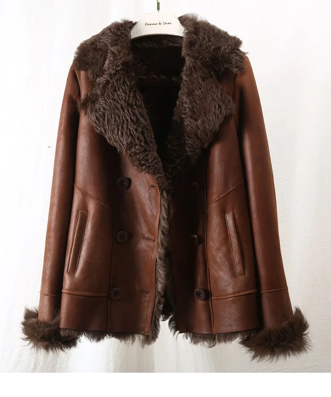 Короткая женская верхняя одежда Зимняя Повседневная Куртка парка с мехом ягненка теплая зимняя куртка с натуральным мехом модная новая шерстяная куртка