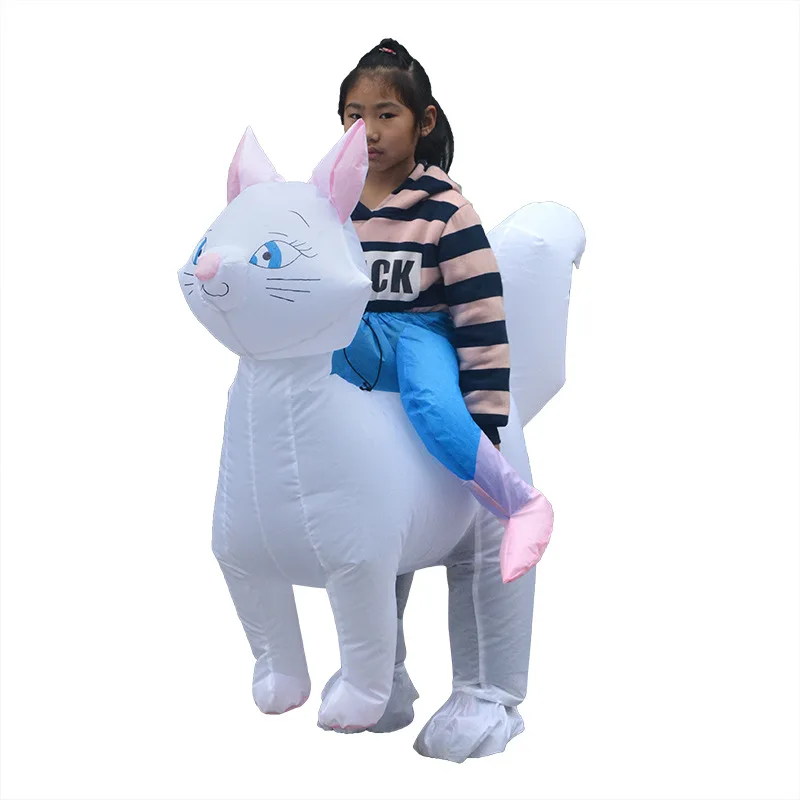 

Girls Boys Cat Inflatable Costume Animal Suit Mascot Outfit Halloween Fancy Dress Purim Carnival Suit for Kids Children Rider