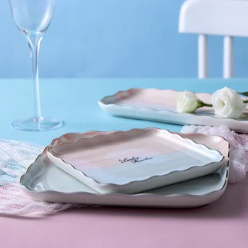 

1PC Ceramic Steak Platter Food Serving Plate Western Food Plate for Restaurant