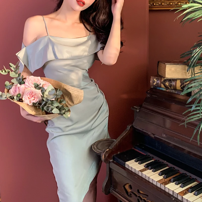 2019 супер Сказочный светильник зеленое платье с вырезом-лодочкой и неровными