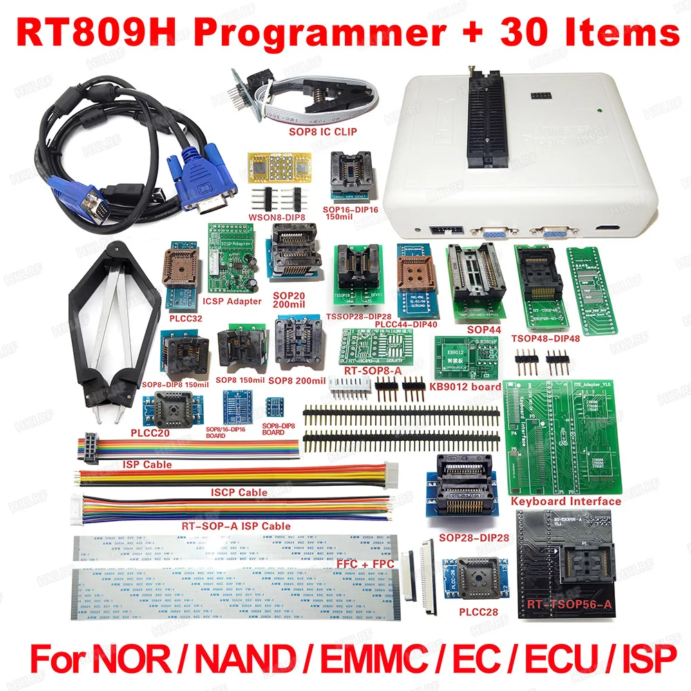 RT809H emmc-nand вспышка чрезвычайно быстрый Универсальный программатор+ 38 деталей+ кабель EDID с кабелями emmc-nand